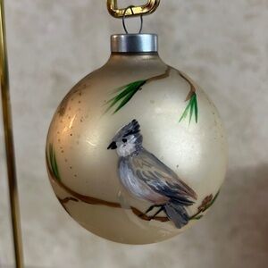 Old Vintage Christmas Ornament Hand Painted Blue Jay Bird